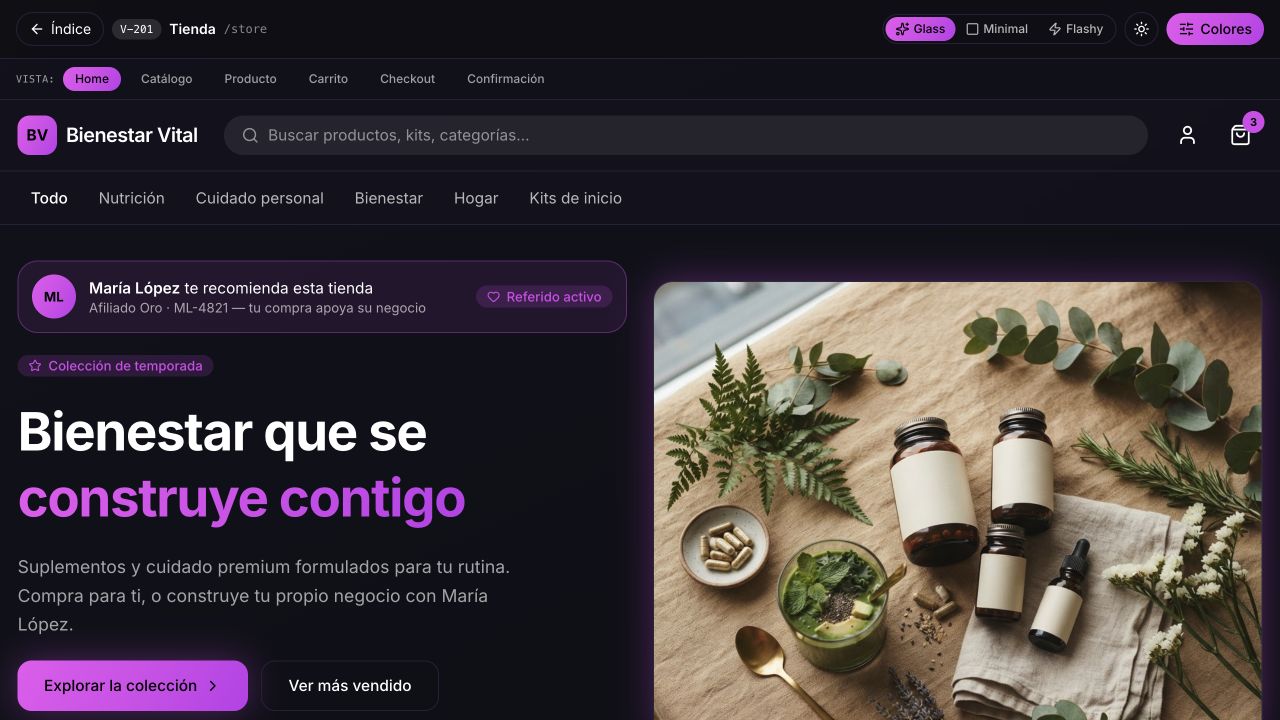 Vista real de Ariani para Nutrición y suplementos